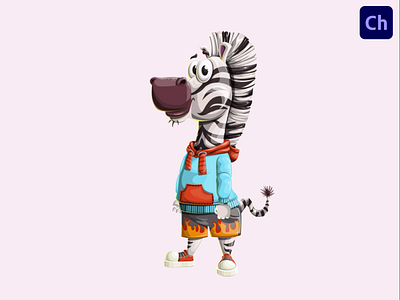 Funny Zebra Adobe Character Animator Puppet Template adobe character animator animated character animation black and white character character animator character design funny animal funny character zebra