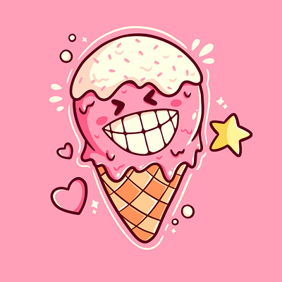 Smile Ice Cream animal cartoon character colorful cone cute design graphic design ice cream illustration logo smile