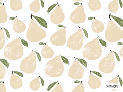 Textured Pears Pattern Design cute design food illustration food love fruit green illustration illustrator ivory modern pattern pattern design pear pear pattern photoshop procrate soft summer surface pattern designer texture