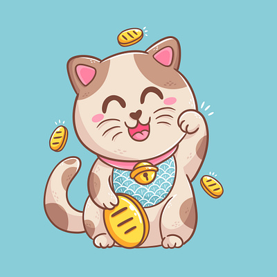 Cat Playing Gold animal cartoon cat character colorful cute design gold golden graphic design illustration kitten logo