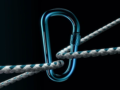 Carabiner 3D Plasticity, Houdini, Redshift 3d after effects animation black branding cable design digital graphic design houdini illustration motion graphics plasticity redshift render ui