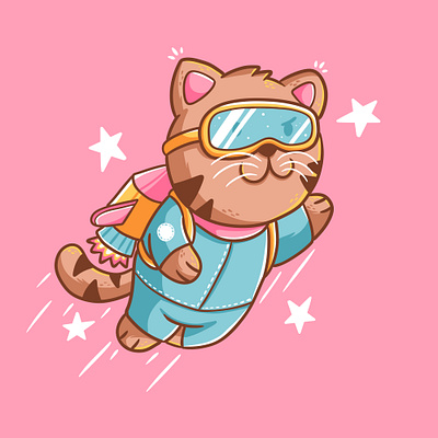 Rocket Cat animal cartoon cat character colorful cute design graphic design illustration kitten logo rocket