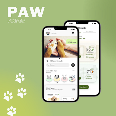 Paw Finder - UX/UI Design app design mobile app design product design typography ui ux design