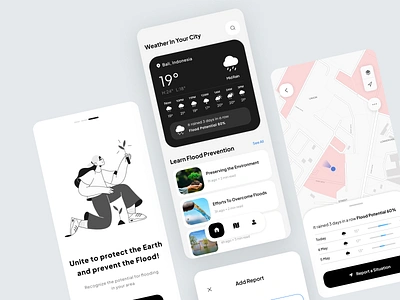 Flood Prevention App app branding design graphic design ui ui design ux vector