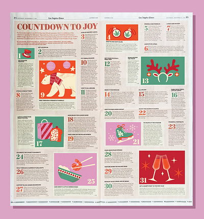 LA Times Christmas Countdown editorial icons illustration