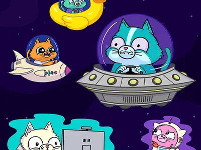 One in a Million (or 10,000) cats design illustration video games