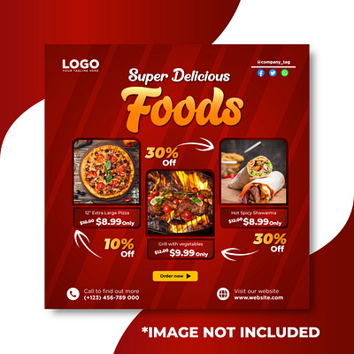 Restaurant food menu social media template sale post