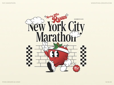 Racing With Ryan big apple branding design graphic design illustration logo marathon new york nyc nyc marathon racing run running vector