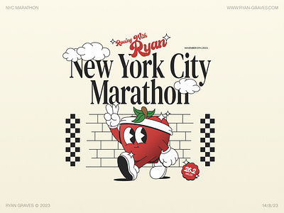 Racing With Ryan big apple branding design graphic design illustration logo marathon new york nyc nyc marathon racing run running vector