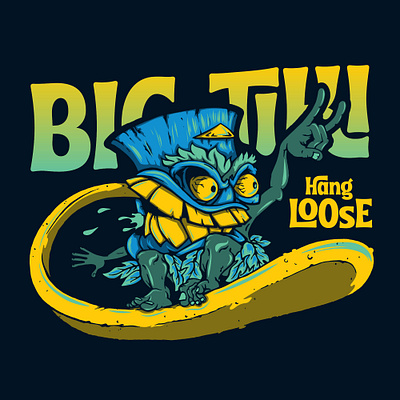 Big Tiki brand branding character design fink illustration logo monster print skater surf surfer tiki