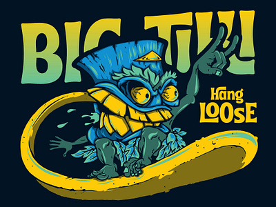 Big Tiki brand branding character design fink illustration logo monster print skater surf surfer tiki