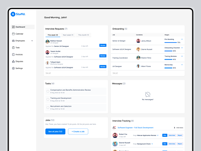✨ Dashboard for Recruiter 💫 clean client dashboard dashboard for recruiter interview tracking job job post onboarding saas ui upcoming interview ux web design