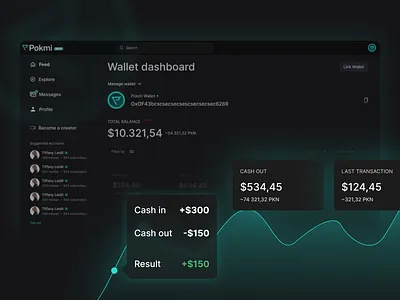Pokmi : Crypto Dashboard account crypto dark dashboard design design system graphic design io desog marketplace product design subscription ui ux web.3