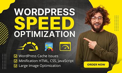 WordPress Website Speed Optimization animation branding business website design elementor pro graphic design illustration logo ui vector