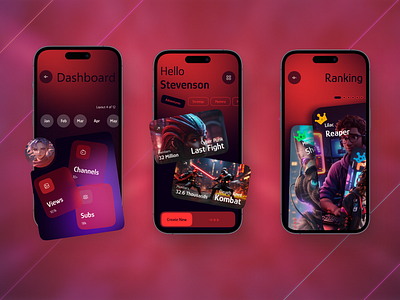 Social Gaming App app app deisng app design blue design figma game gamer games gaming inspiration mobile app mockups modern red social social gaming ui ui ux