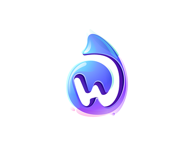 W drop circle design dew drop eco letter logo mark ui w water