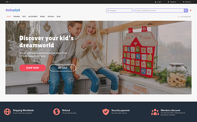 e-commerce kid's products webapp - CoCopOpS ecommerce kids products light ui shopping webapp