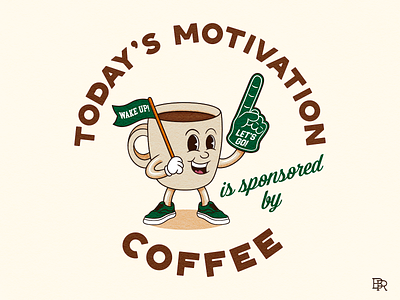Coffee Motivator_BRD_8-14-23 branding character coffee design illustration illustrator mascot mug procreate procreate brushes retro t shirt design vector vintage