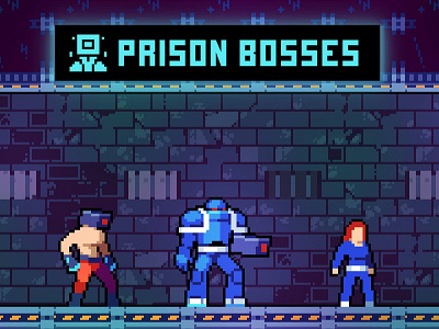 Prison Bosses Pixel Art Sprite Pack 2d asset assets character cyberpunk fantasy game game assets gamedev indie indie game pixel pixelart pixelated rpg sprite sprites spritesheet spritesheets