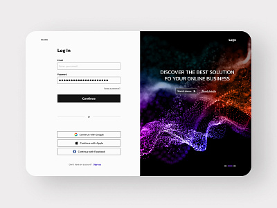 Log in Page black cyber design log in login marketing minimalism registration sign in technology ui ux white