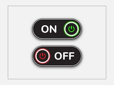 ON-OFF BUTTON 3d app bar control creative design gradient graphic design green green button off on button realistic red red button red technology render swipe switch toggle ui