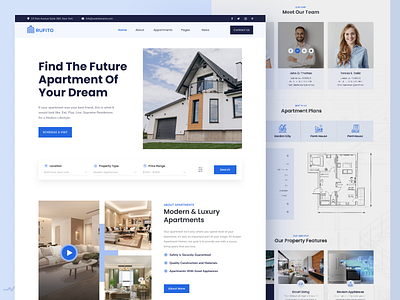 Rufito - Real Estate Landing Page dream home home home buy sell home for sell home sweet home homepage house house hunting investment landing page luxury home sell luxury house property real estate real estate agent realestatelife realtorlife rkbabor sold ui