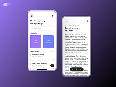 Journaling App Concept build build 2.0 design design inspiration designdrug inspiration journal journaling app mobile app mobile ui ui user interface ux watchmegrow