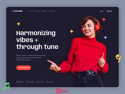 TuneVibe Website Concept branding clean colors design flat graphic design illustration logo motion graphics music player ui ux web