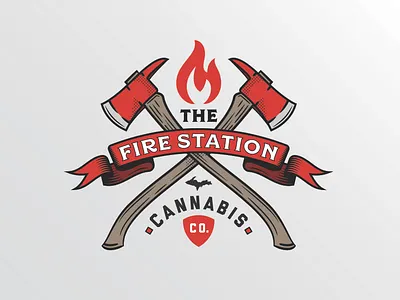 TFS Merch Illustration axes badge brand branding cannabis fire flame illustration merch michigan print the fire station vector