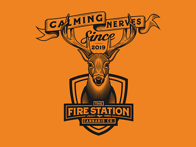 Opening Day badge brand buck cannabis deer illustration merch michigan the fire station whitetail