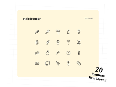 20 Hairdresser icons - Iconuioo adobe xd beauty icons design icons editable stroke icons figma hairdresser icons icon icon pack icon set icons illustrator line icons marketing icons minimal icons sketch stroke icons svg icons
