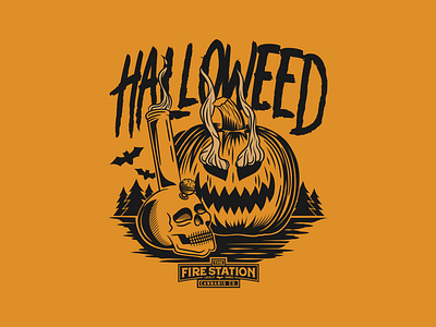 Halloweed bong cannabis halloweed halloween illustration jack o lantern merch michigan pumpkin skull the fire station