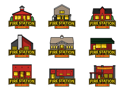 TFS Building Icons brand branding buildings cannabis icon illustration michigan the fire station vector