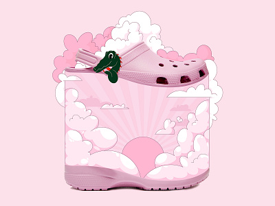 Crocs: Walkin' on a Cloud croc crocodile digital illustration doodle doodle bomb fashion fashion design fashion illustration illustration palette procreate shoe shoe design style