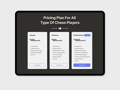 Day 30 - Pricing 2d chess dailyui dailyui030 pricing pricingplan ui webdesign