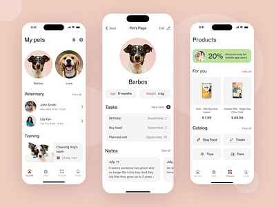 Mobile App UI design for a vet clinic inter ios mobile app ui ux
