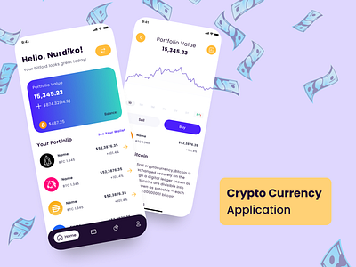 Crypto Currency App application buying crypto design money research student project ui ux