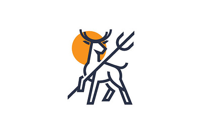 Trident Deer Logo animal deer graphic design logo trident