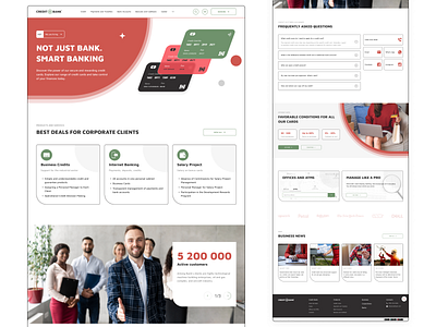 CreditBank | Website bank branding cards colorful credit design designer green illustration loan minimalism modern red stroke typography ui ux web