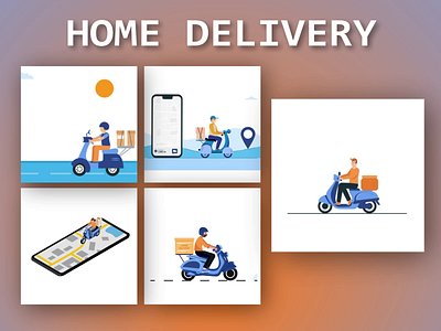 Home Delivery Animation Pack 2d animation after effect animation delivery design digital direction fast food home home delivery illustration location map marketing motion graphics parcel scooter suraiya yasmin mili tracking