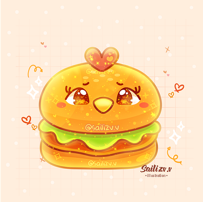 Chicken burguer by sailizv.v adorable adorable lovely artwork concept creative cute art design digitalart illustration