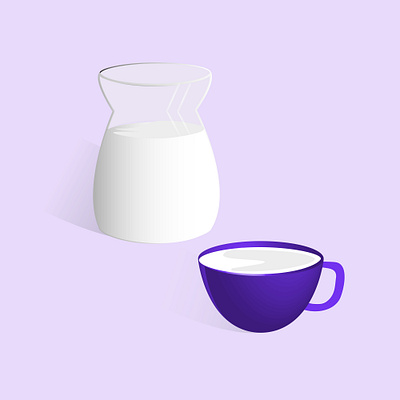 glass jub and purple cup with milk design graphic design illustration vector
