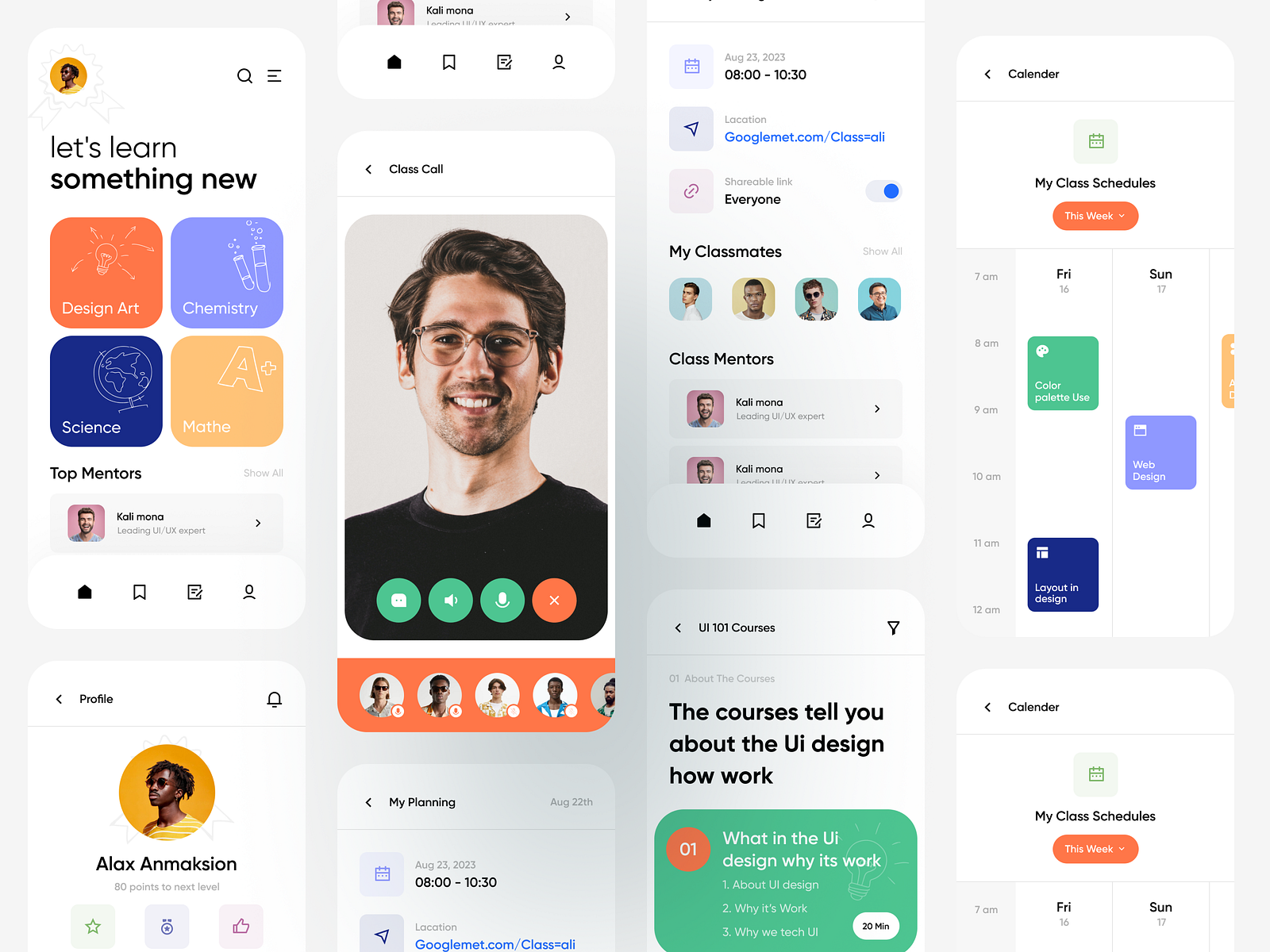 Elearning Mobile App UI kit by Awe Mobile App for Awe Design Studio on