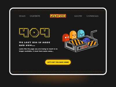 Error of PAC-MAN 404 404 page app design branding dailyui dailyui008 designs error error message illustration inspiration minimal mobile app ui ui design userinterface ux web webdesign webpage