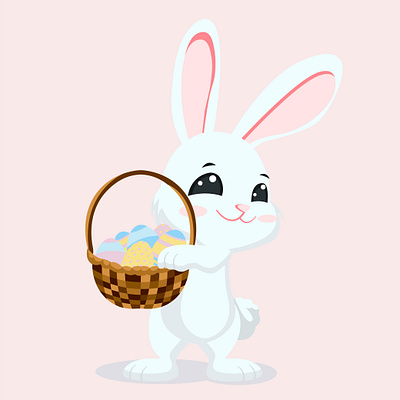 Easter bunny with basket design graphic design illustration vector