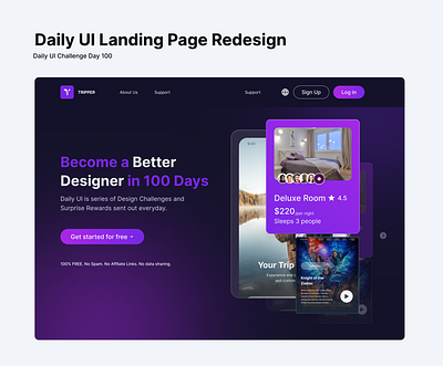 Daily UI Landing Page Redesign (Daily UI Challenge Day 100🔥🔥) daily ui daily ui dailyui design ui uiux ux