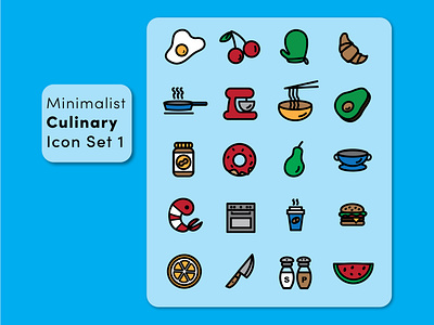 Simple Food & Cooking Icon Set bold design graphic design icons iconset illustration outline ui vector