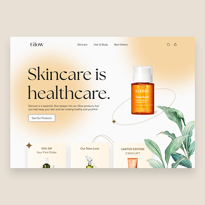 Glow Skincare - Web Design design figma skincare ui ui design ux ux design web design website