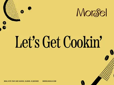 Morsel 50s branding chef cook cooking fruit housewife illustration inspired kit knife meal meal kit midcentury morsel pattern retro vegetables vintage yellow
