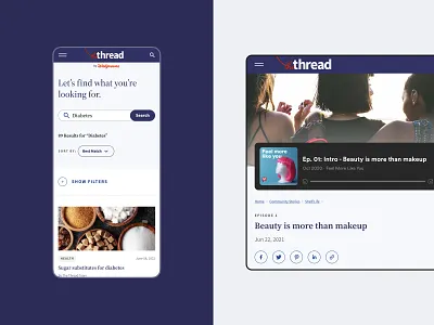 Walgreens The Thread Responsive Design boldworld editorial filter health mobile design modern podcast responsive search ux design walgreens website wellness